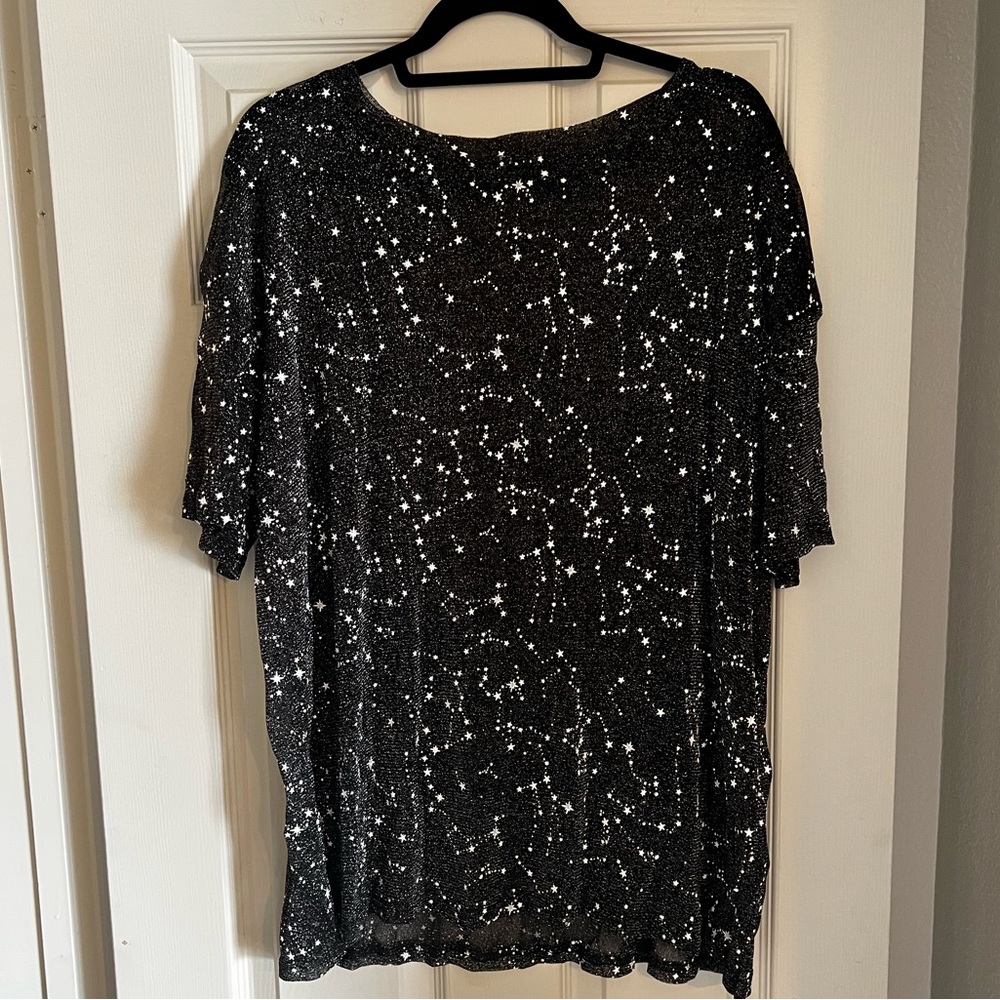 Sheer galaxy print shirt